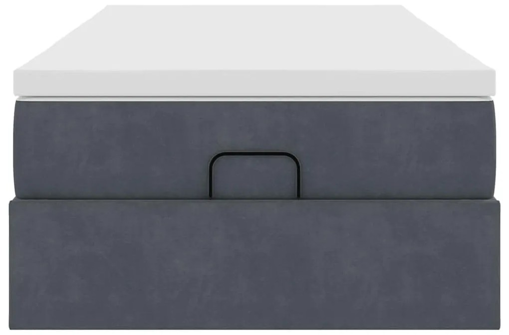 Estrutura cama otomana colchão 80x200 cm veludo cinzento escuro
