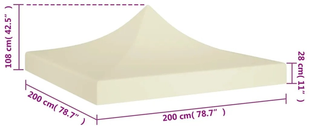 Teto para tenda de festas 2x2 m 270 g/m² cor creme