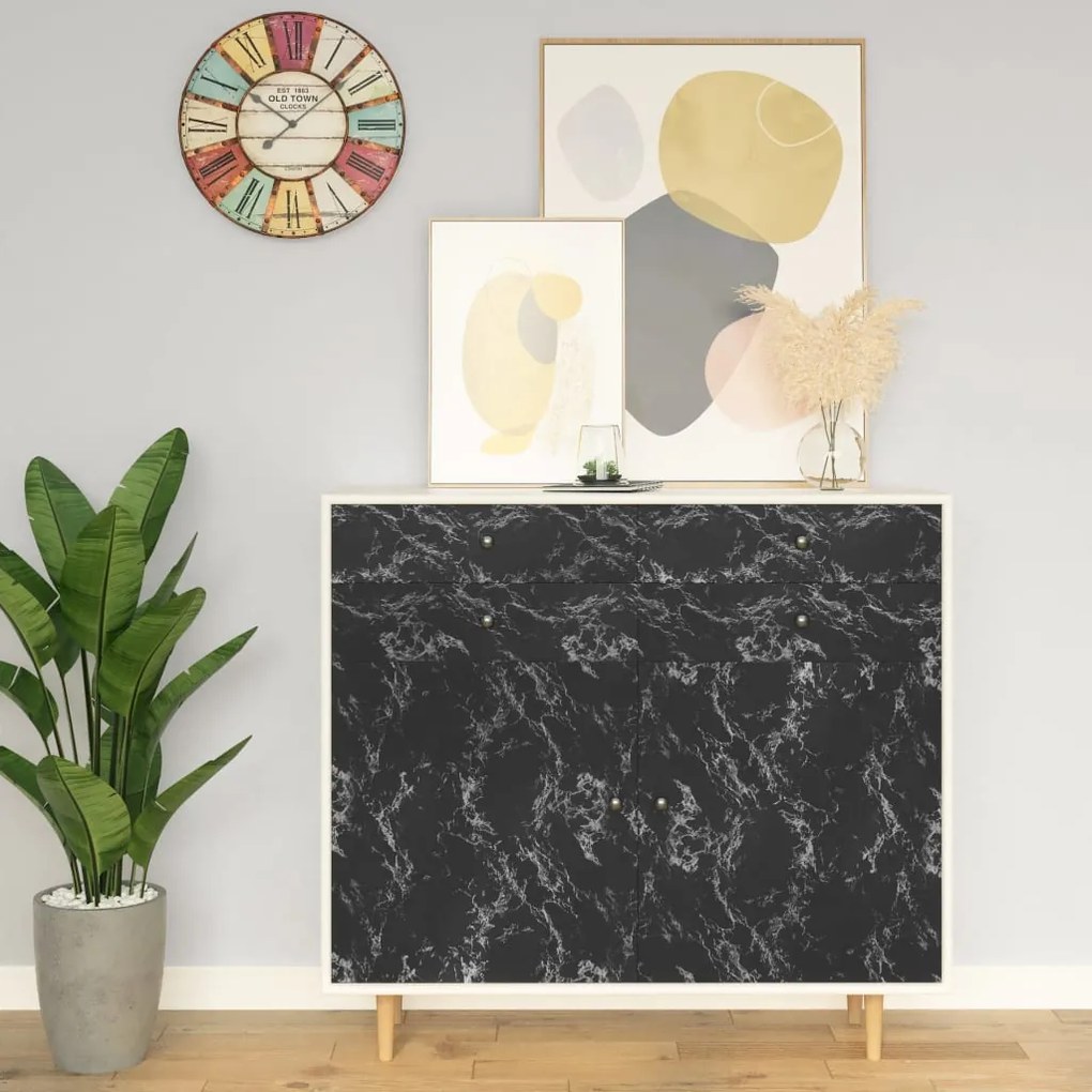 vidaXL Autocolante para móveis 500x90 cm PVC cor de pedra preta