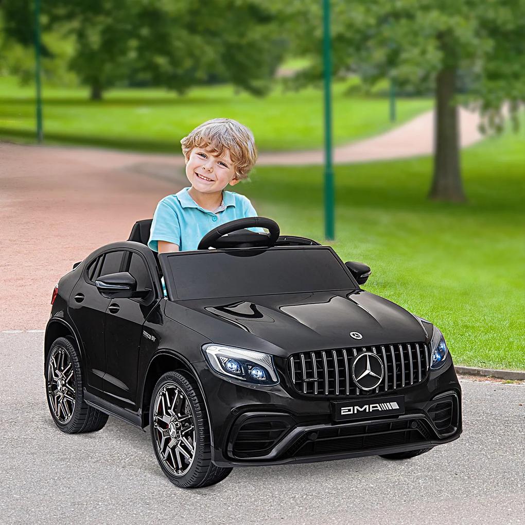 HOMCOM Carro Elétrico Mercedes AMG 12V para Crianças acima de 3 Anos com Controle Remoto Música Luzes Abertura da Porta 115x70x55cm Preto