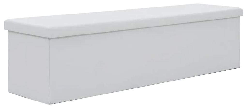 Banco de arrumação dobrável couro artificial 150x38x38 cm branco