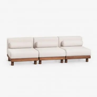 Sofá Modular De Jardim De 3 Peças Em Acácia Edrien Castanho Acácia - Sklum