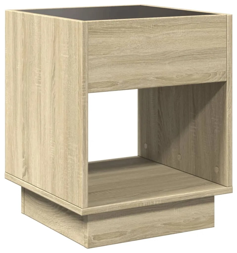 Mesa de centro luzes LED Infinity 40x40x50 cm carvalho sonoma