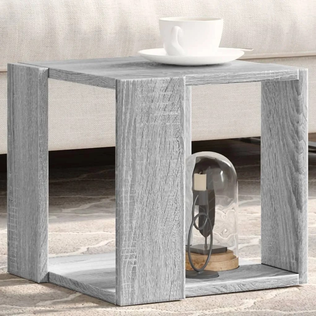 vidaXL Mesa de centro 32x32x30 cm derivados de madeira cinzento sonoma