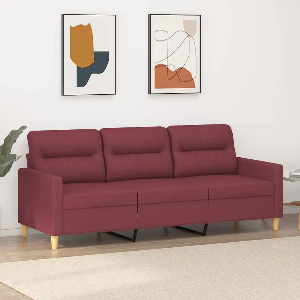 Sofá de 3 lugares tecido 180 cm vermelho tinto