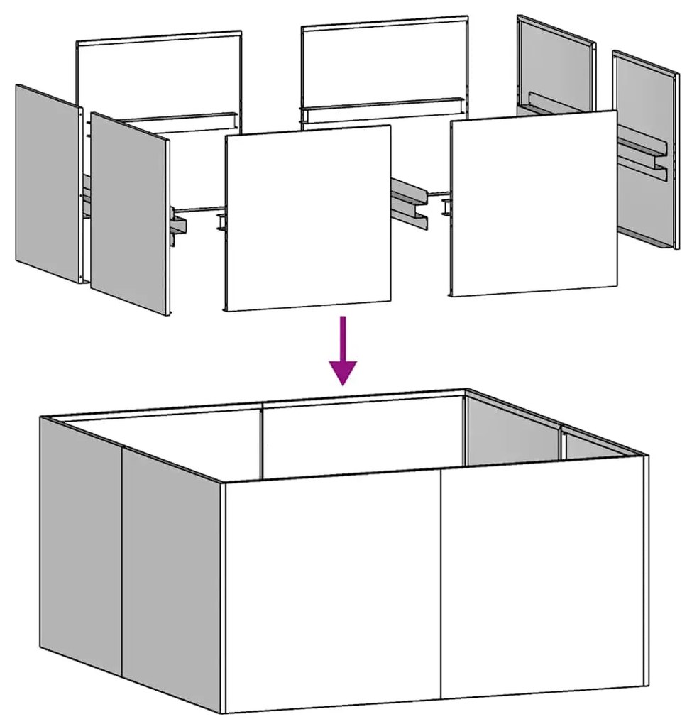 Vaso/floreira 80x80x40 cm aço laminado a frio branco