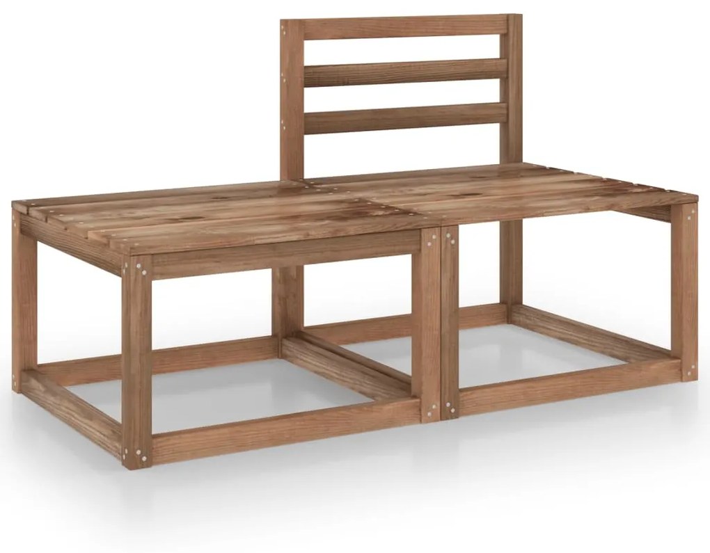 316193 vidaXL 2 pcs conj. lounge jardim madeira de pinho impregnada castanho