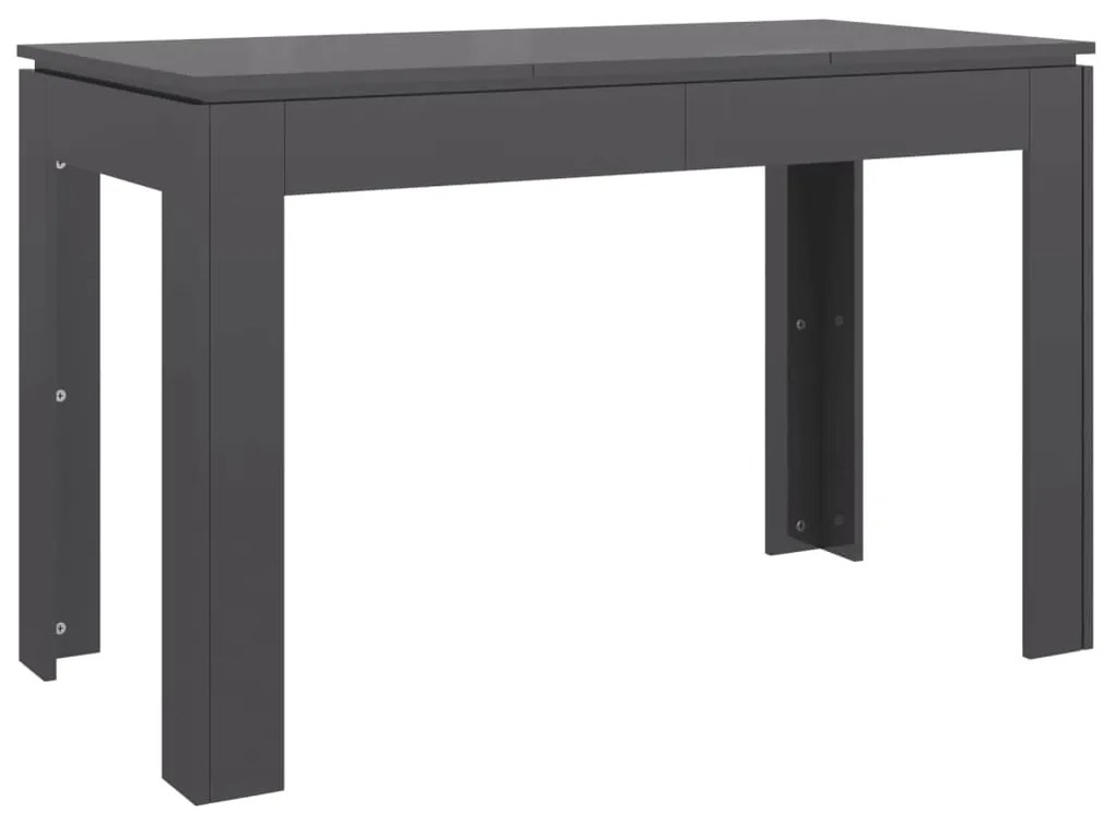 Mesa de jantar 120x60x76 cm contraplacado cinzento brilhante