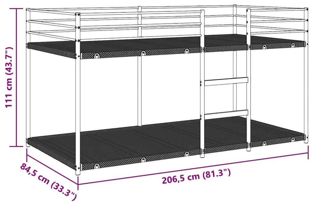 Beliche sem colchão 80x200 cm aço preto