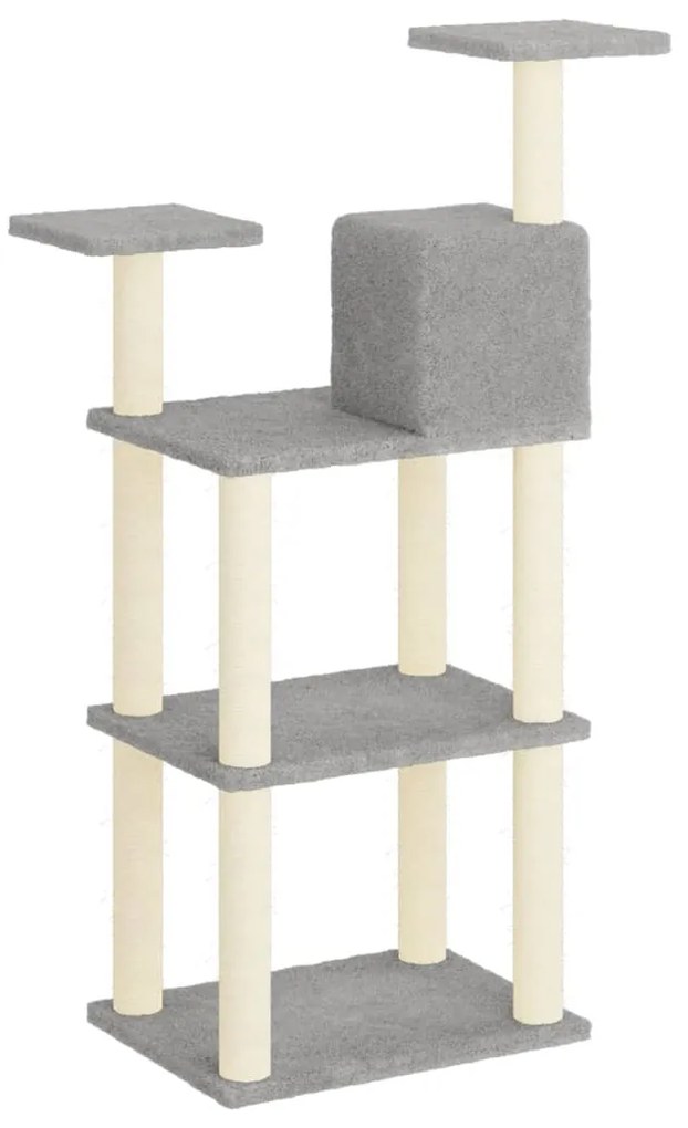 Árvore p/ gatos postes arranhadores sisal 118,5 cm cinza-claro