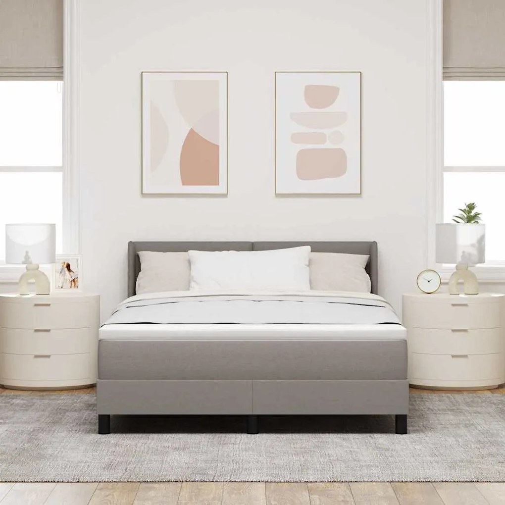 Cama Box com Colchão taupe, 140 x 200 cm, Tecido