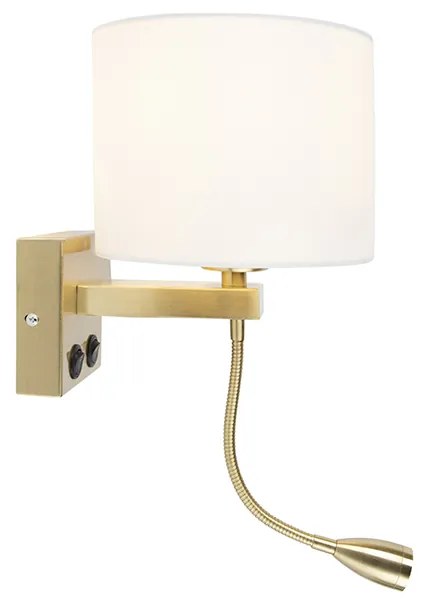 Candeeiro de parede inteligente dourado com abajur branco incl. Wi-Fi A60 - Brescia
