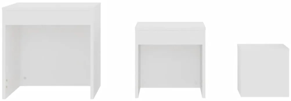 Mesas de encastrar 3 pcs madeira processada branco