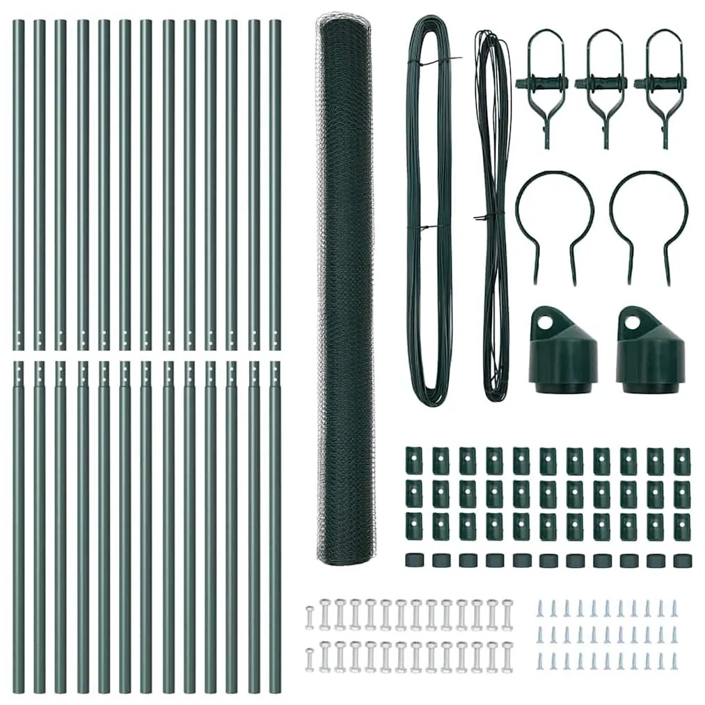 Conjunto de Cerca Conjunto de 2 Verde Metal 25 x 1,5 m Durável