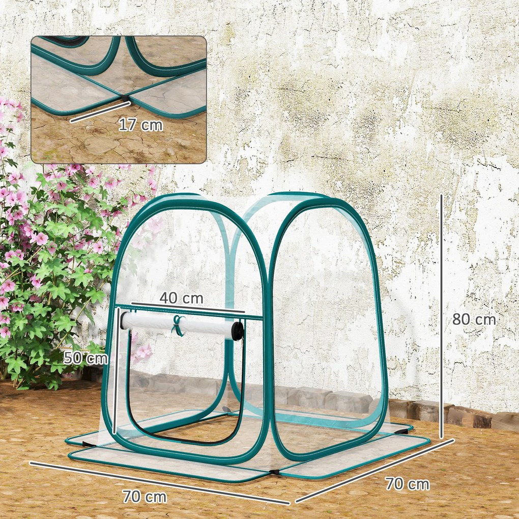 Mini estufa de jardim, mini estufa pop-up em PVC transparente, para interior ou exterior, para cultivo de vegetais, 70 x 70 x 80 cm
