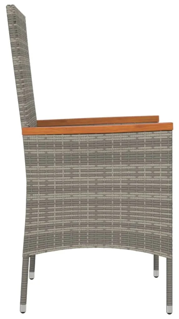 Cadeiras de jardim c/ almofadões 4 pcs vime PE cinzento