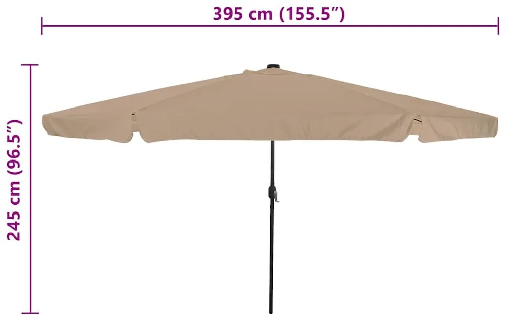 Guarda-Sol com Luzes LED 395x245 cm Taupe