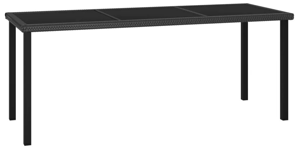 9 pcs conjunto de jantar para jardim vime PE preto