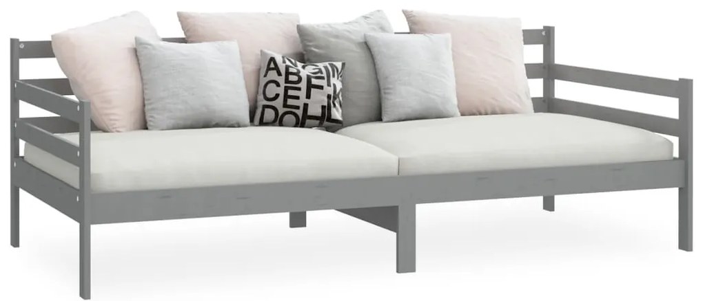 Sofá-cama 90x200 cm madeira de pinho maciça cinzento