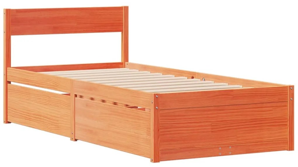 Cama sem colchão 90x200 cm pinho maciço castanho-mel
