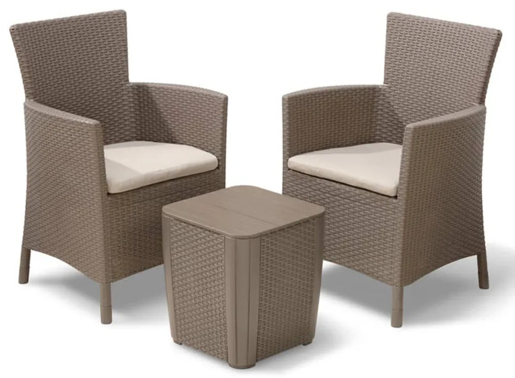 408936 Keter Conjunto de jantar para jardim 3 pcs Iowa cor cappuccino 224383