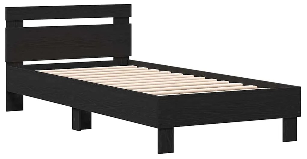 Estrutura de Cama em Preto Carvalho da - 90 x 200 cm, feita de madeira