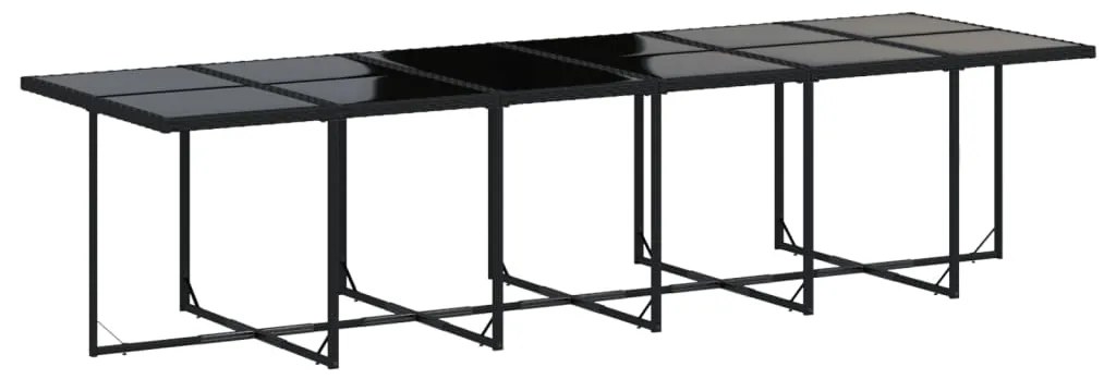 13 pcs conjunto de jantar p/jardim com almofadões vime PE preto