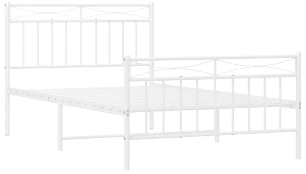 Estrutura de cama com cabeceira e pés 107x203 cm metal branco