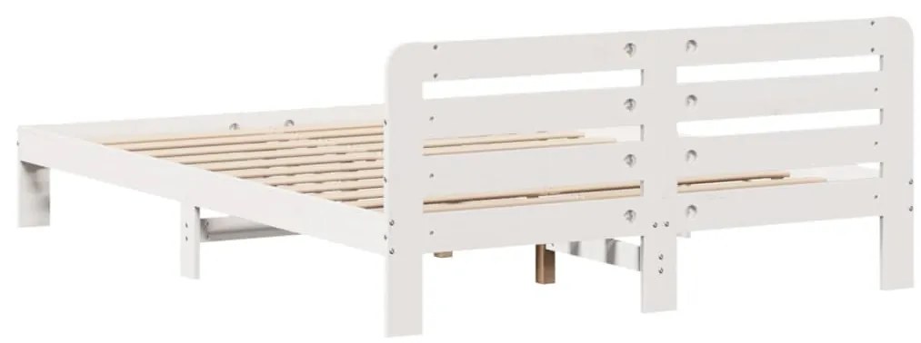 Cama sem colchão 140x190 cm madeira de pinho maciça branco