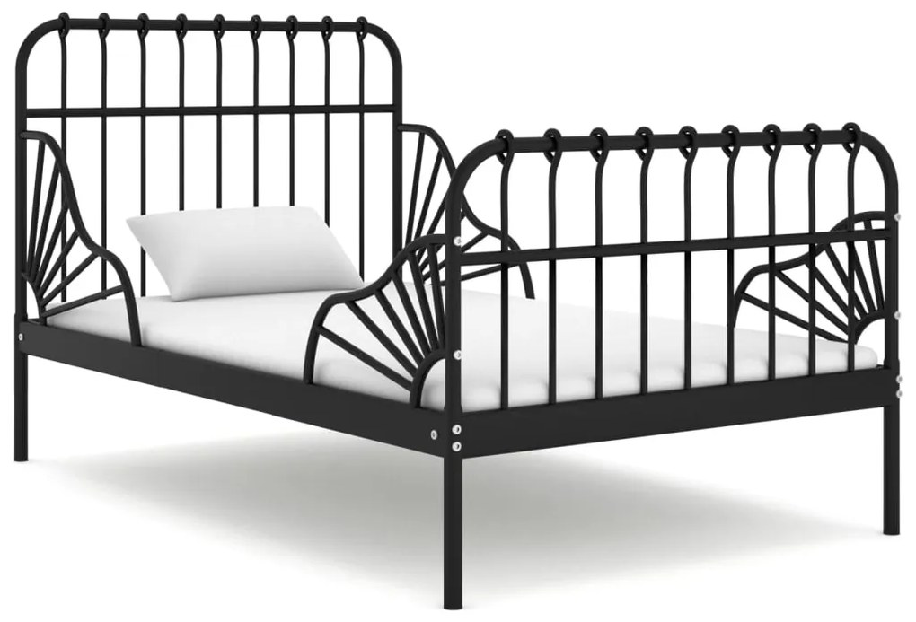 vidaXL Estrutura de cama extensível em metal preto 80x130/200 cm