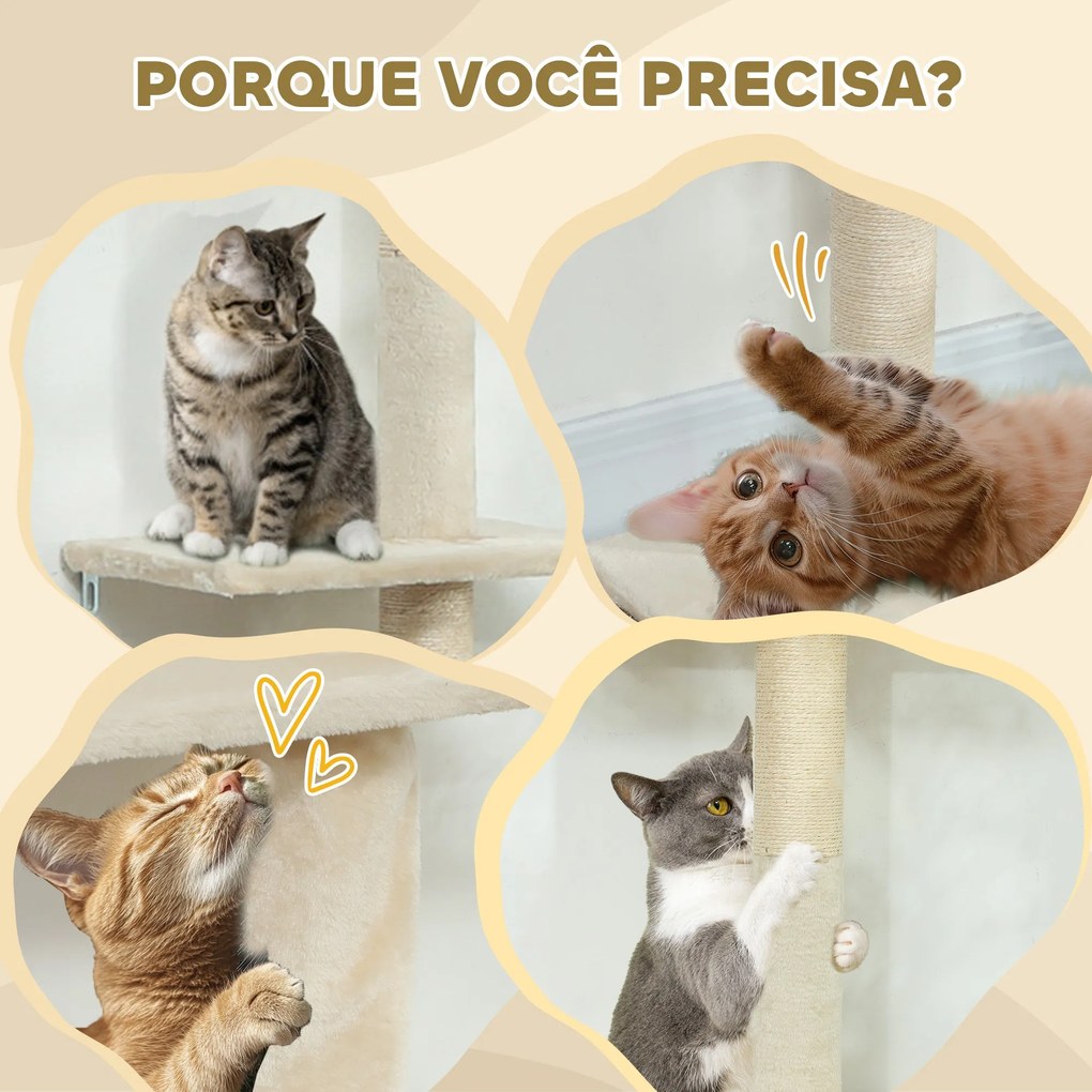 PawHut Arranhador para Gatos do Chão ao Teto 225-275 cm Arranhador par