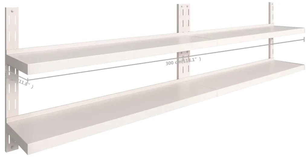 Prateleiras de parede suspensas 2 pcs 300x30 cm aço inoxidável