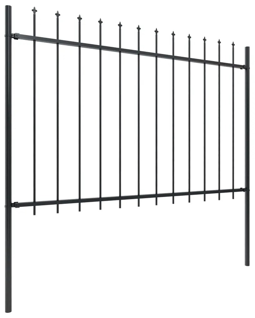Cerca jardim com topo em lanças 6,8x1,2 m aço preto