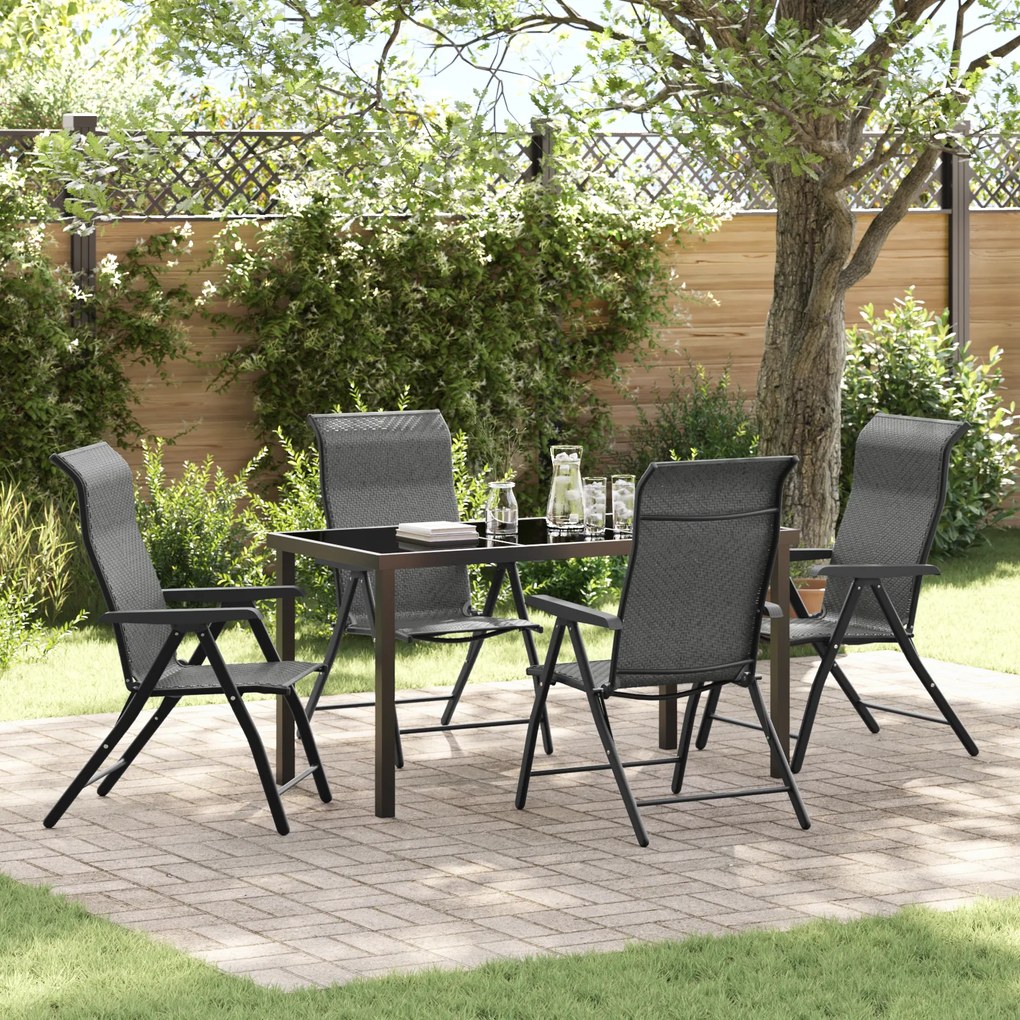 vidaXL Conjunto de Jantar de Jardim de 5 Peças Cinza Rattan PE