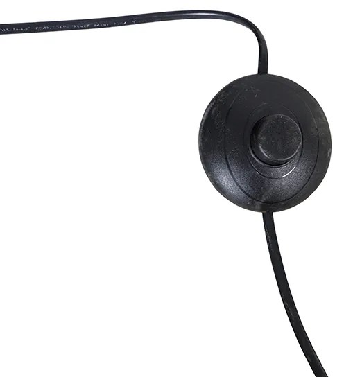 Candeeiro de pé em latão com base em mármore preto e cúpula em latão - XXL