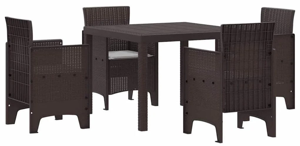 Conjunto de Jantar para Jardim 5 pcs Castanho Plástico