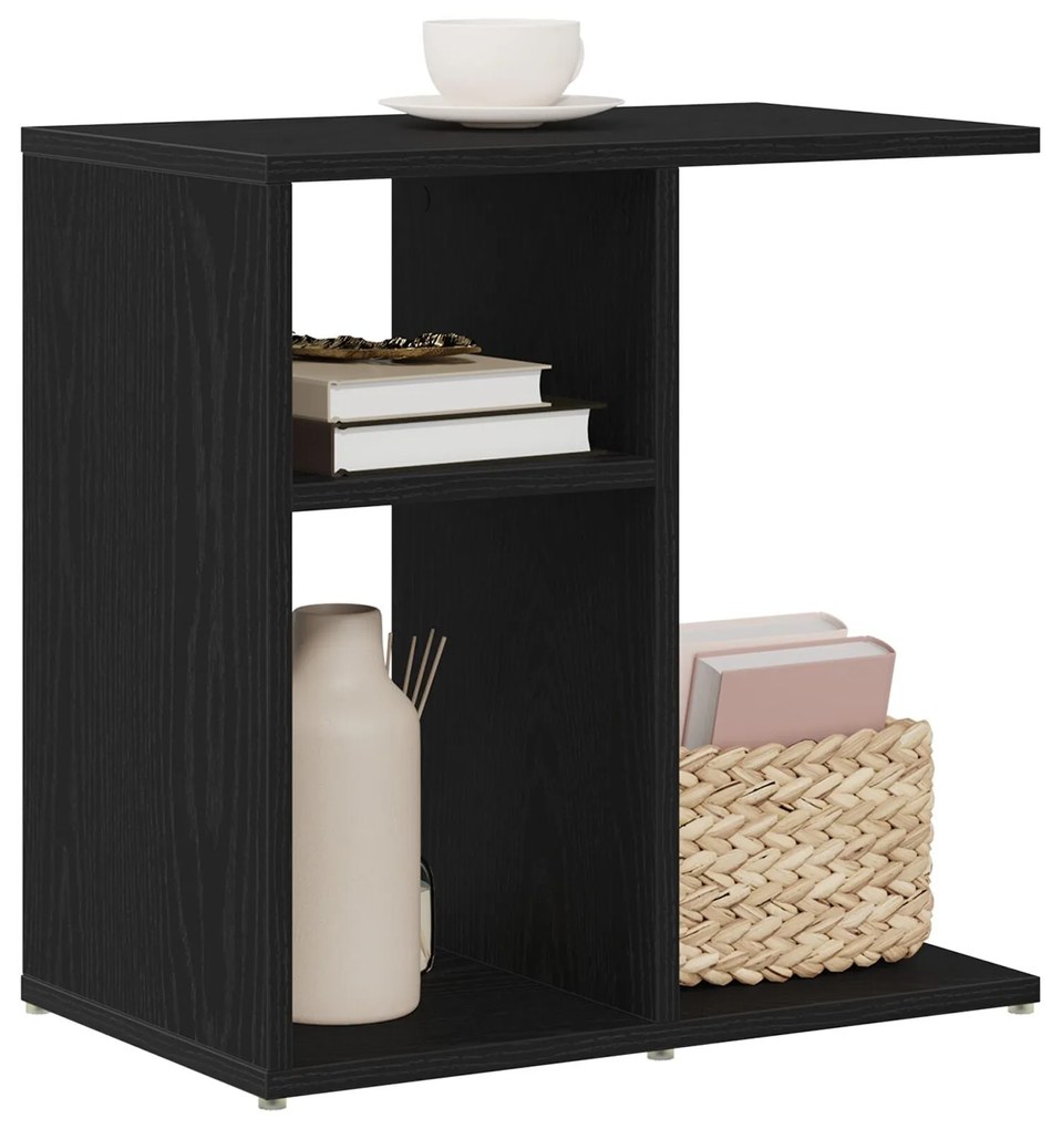 Mesa de Apoio vidaXL Preta em Madeira de Carvalho 50x30x50 cm