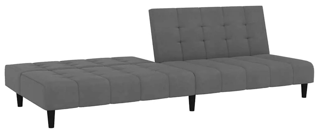 Sofá-cama de 2 lugares veludo cinzento-escuro