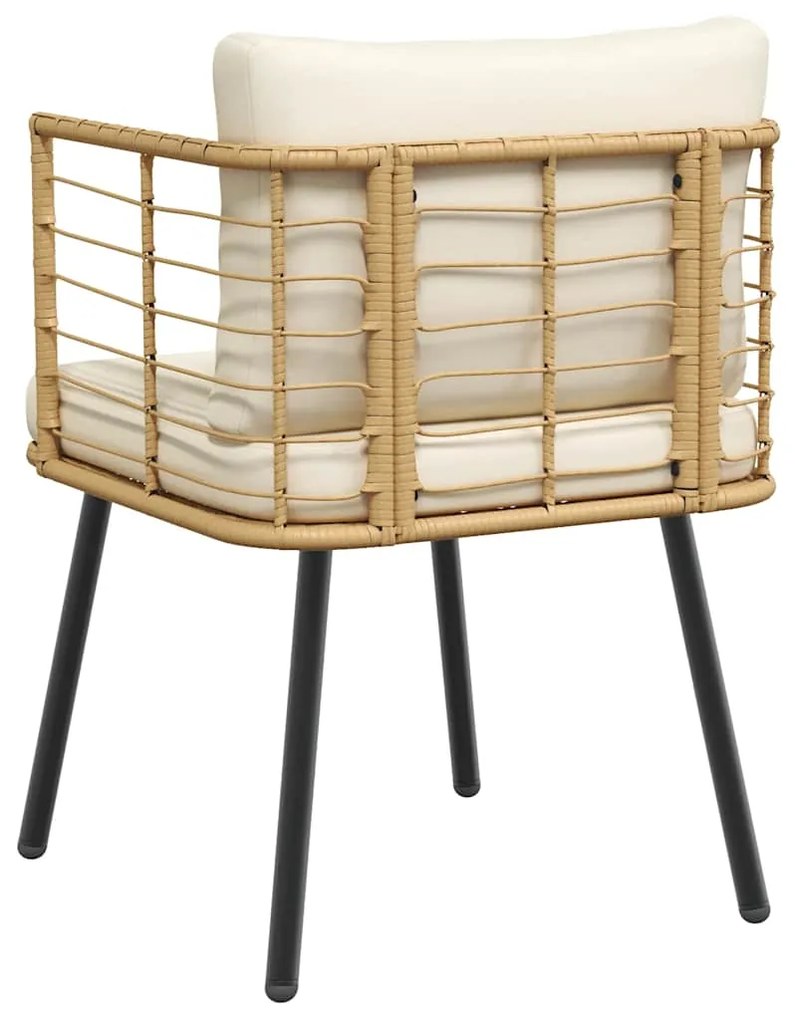 Cadeiras de jardim com almofadões 2 pcs vime PE naturais