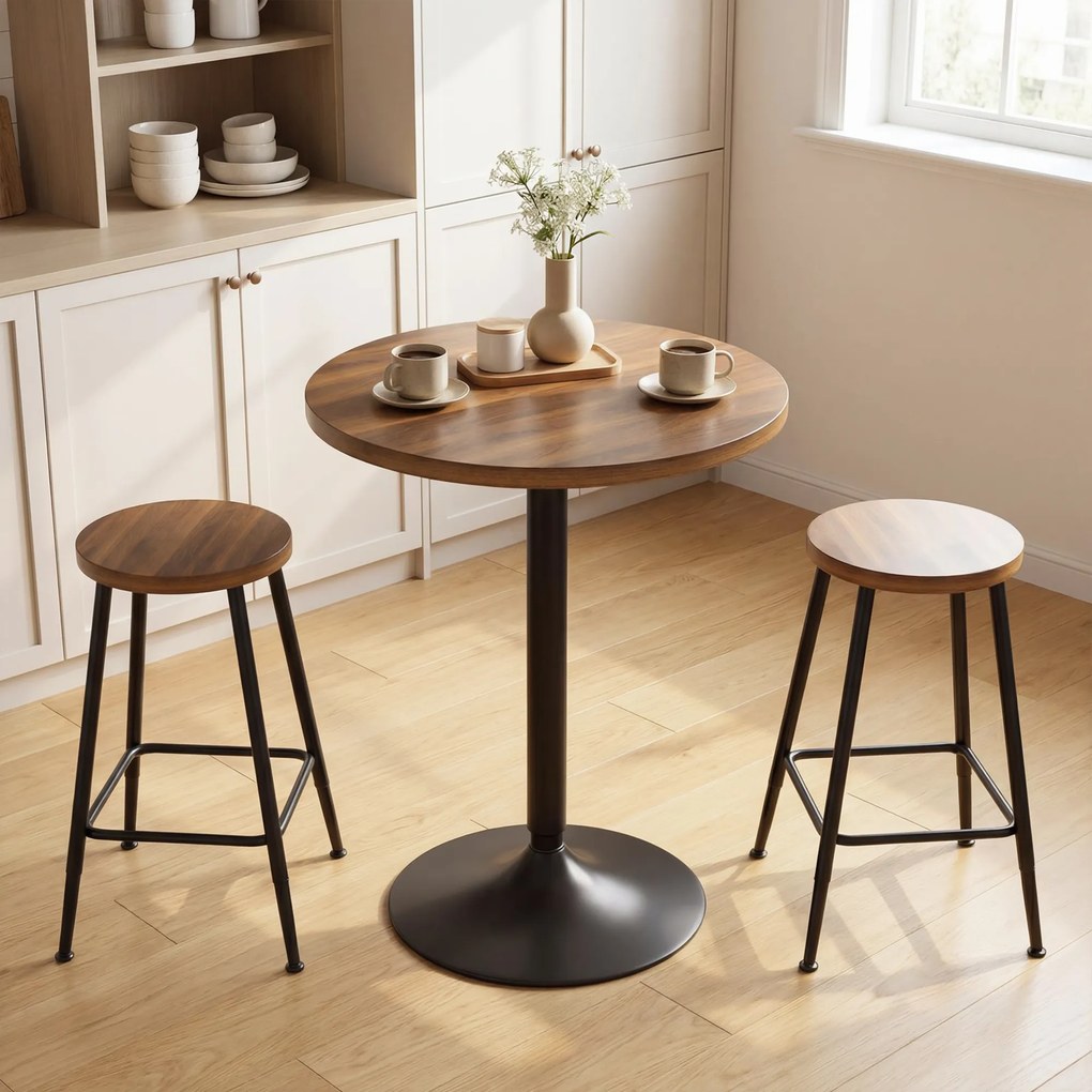 Mesa de bar redonda de 60 cm (BANCOS NÃO INCLUIDOS), mesa alta de cozinha para refeições em pé com patins antiderrapantes, para cozinha, sala de estar