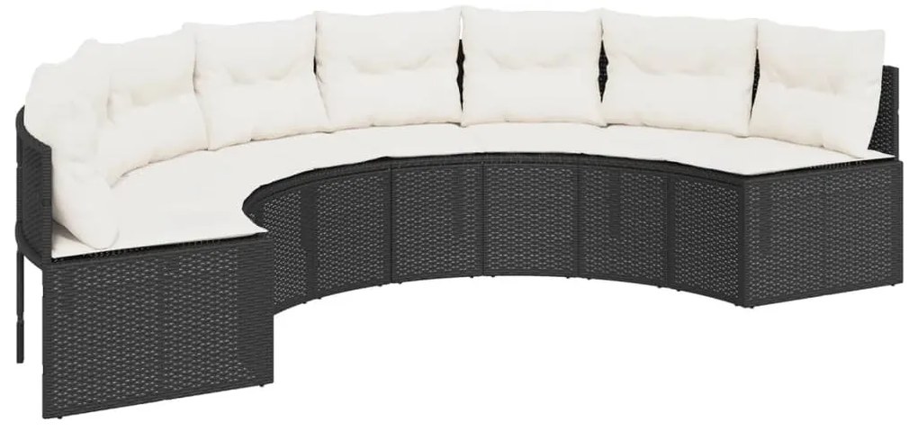 3 pcs conjunto de sofás de jardim semicircular vime PE preto