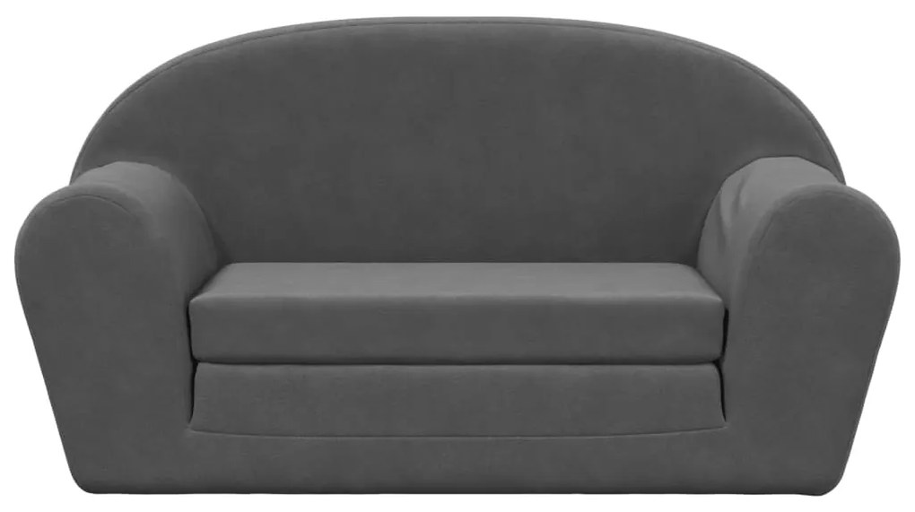 Sofá-cama infantil de 2 lugares pelúcia macia antracite