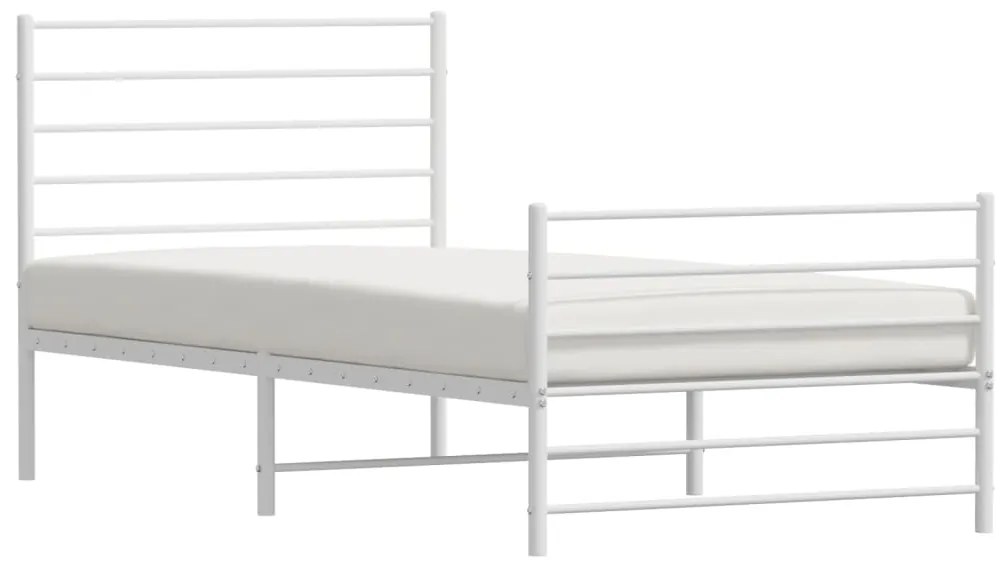 Estrutura de cama com cabeceira e pés 90x190 cm metal branco