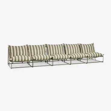 Sofá Modular De Jardim De 5 Peças Amaro Tapioca Beige - Verde Azeitona Profundo - Sklum