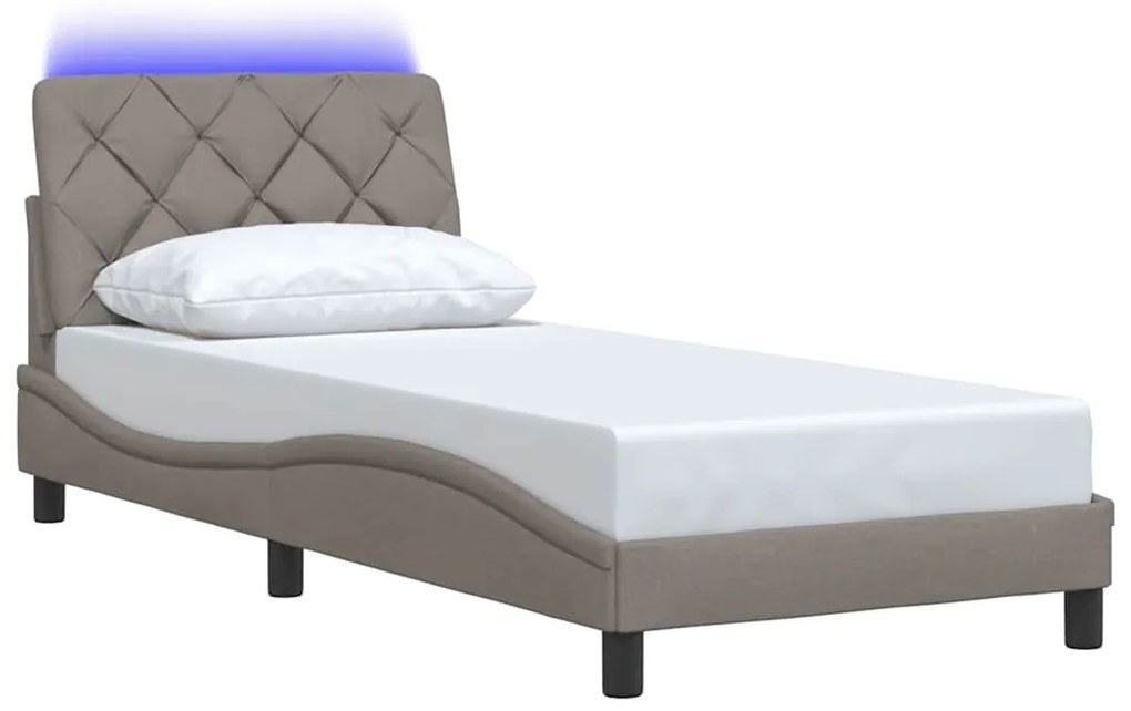 Estrutura de cama com LED sem colchão 90x190 cm tecido