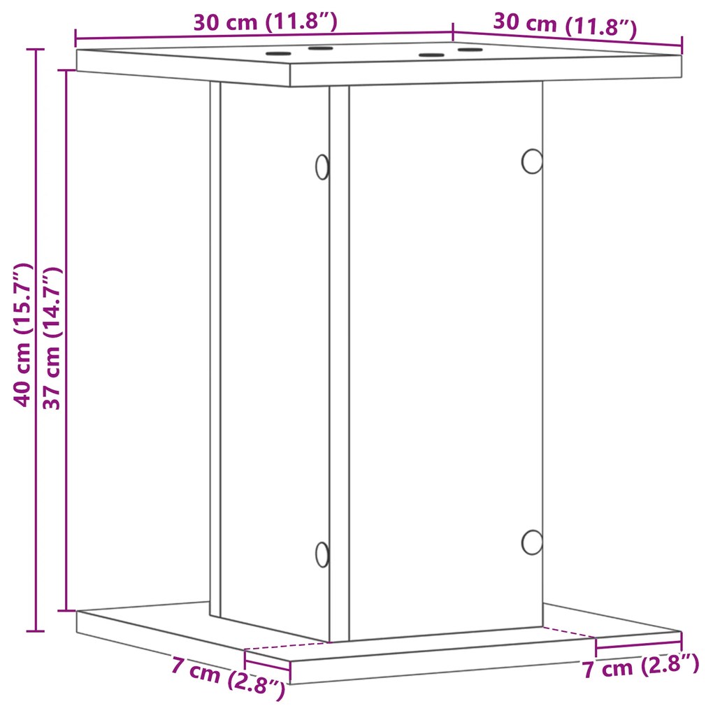 Suporte para Plantas vidaXL 2 pcs Preto Carvalho 30x30x40 cm Madeira d
