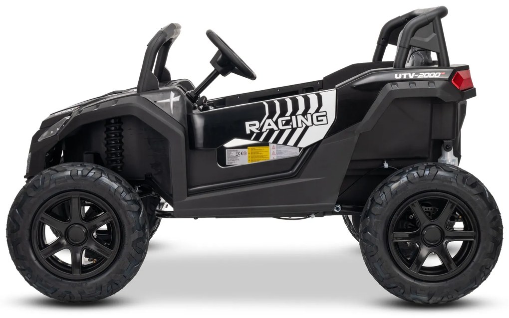 Carro elétrico para crianças UTV XXL 24V 2 Lugares em couro, travão de discos, luzes LED, rodas de borracha insufláveis com suspensão traseira, leitor