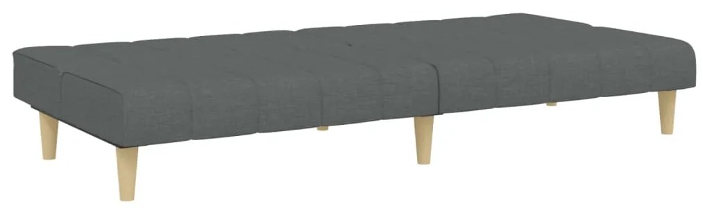 Sofá-cama de 2 lugares c/ apoio de pés tecido cinzento-escuro