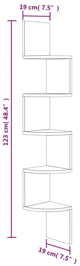 Estante canto p/ parede aglomerado 19x19x123 cm carvalho fumado