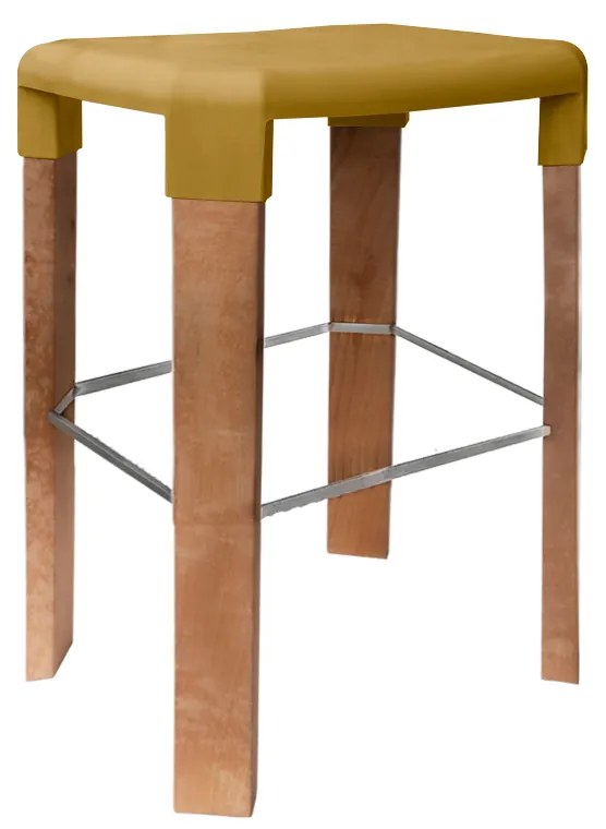 Banco OSLO 65H, Perna Madeira - Pack 16 unidades, Mostarda